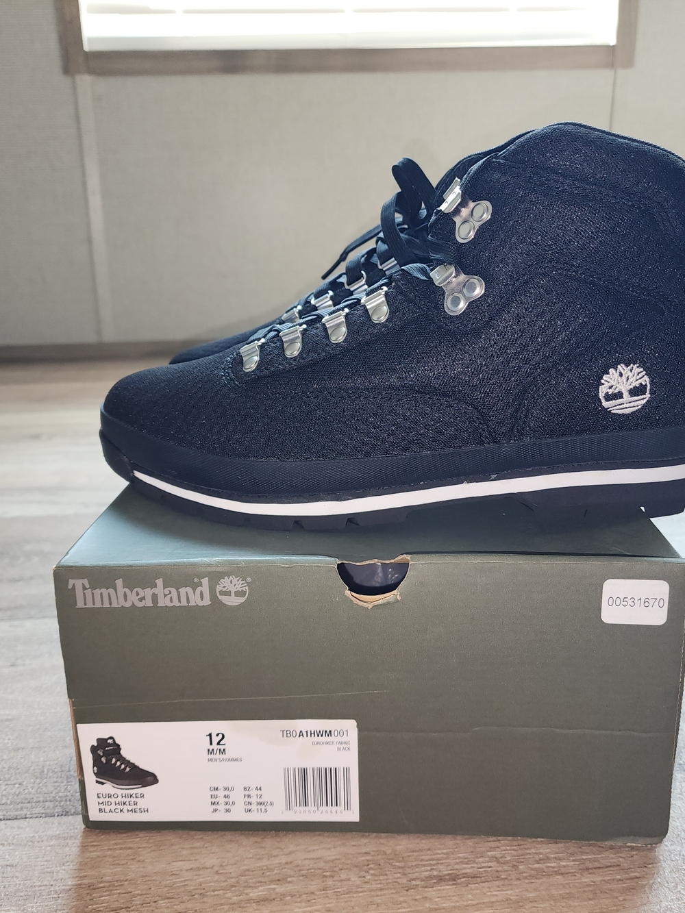 Timberland Men's Black Mesh Euro Hiker Mid Boot